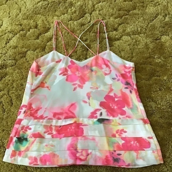 Candie’s Floral Y2K Spaghetti Strap Cami Top Criss Cross Back - Picture 7 of 8